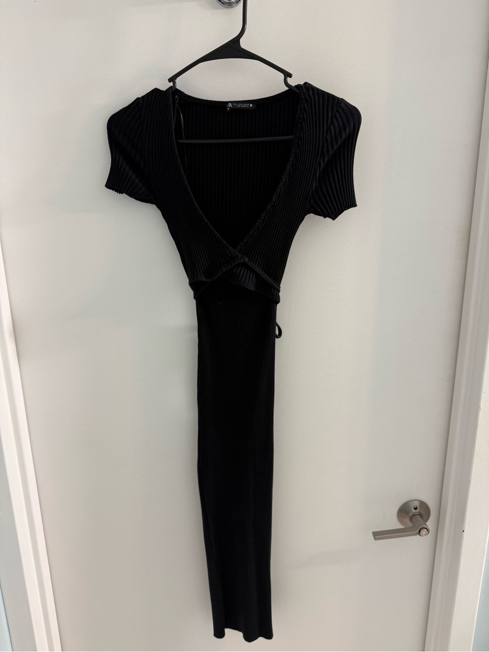 Zara Black Ribbed Wrap Maxi Dress